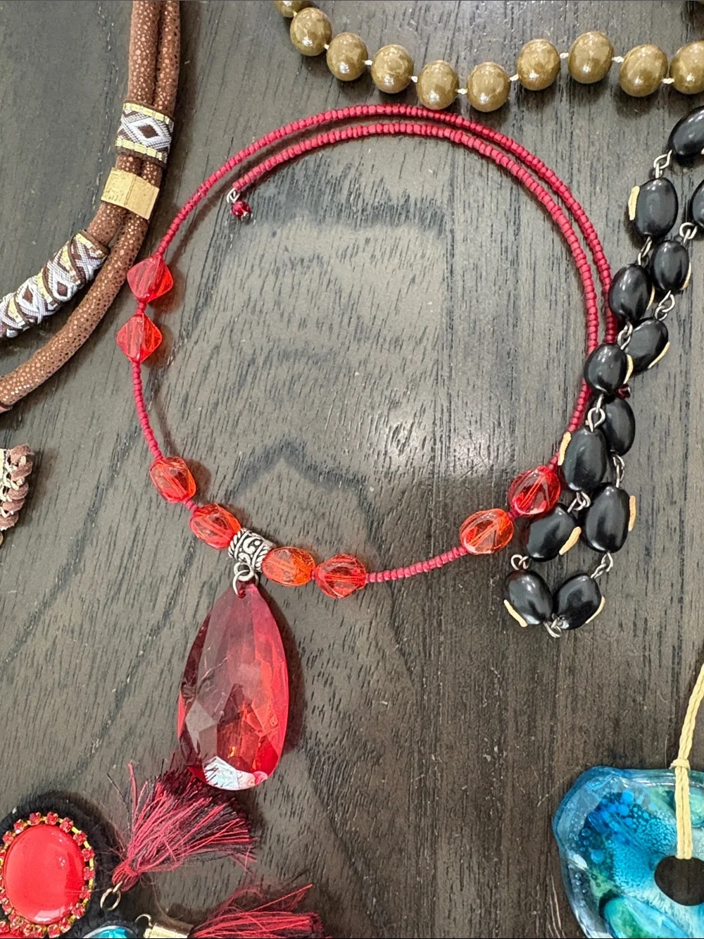 Boho Mixed-Color Statement Necklace Collection - Multi - Picture 4 of 10